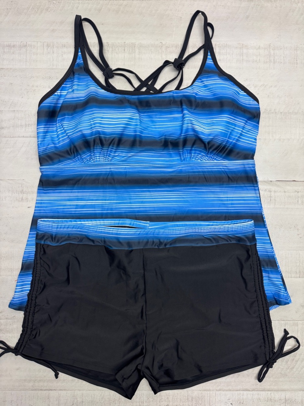 Plus Size Color Block Tankini Swimsuits Modest Bathing Suits Top with shorts 3XL